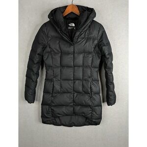 The North Face Women's Down‎ Jacket Coat XS Puffer Parka Warm Black Hooded